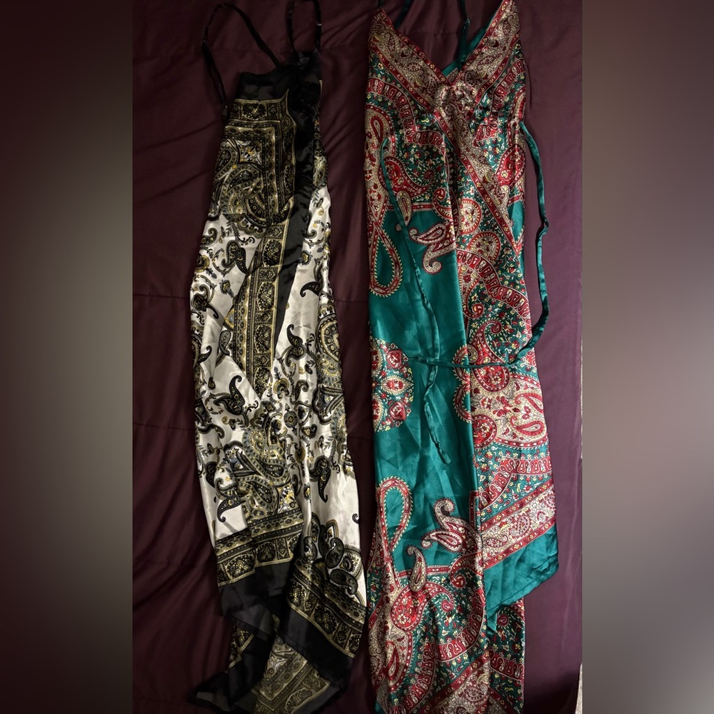 Chinese v neck silk dress